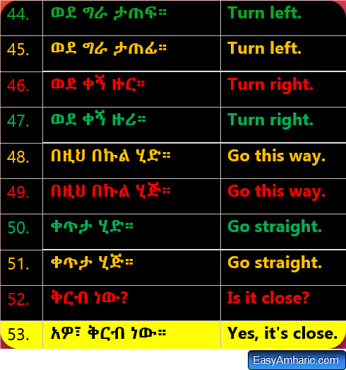 Giving Directions in Amharic