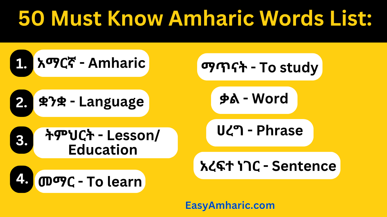 50 basic amharic words